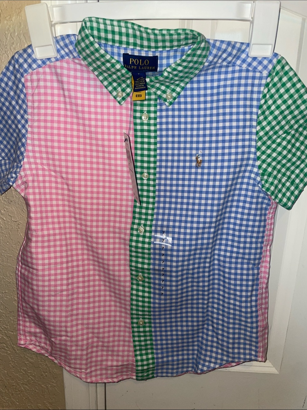 Polo by Ralph Lauren Kids Gingham Patchwork Shirt - Pink, Blue & Green